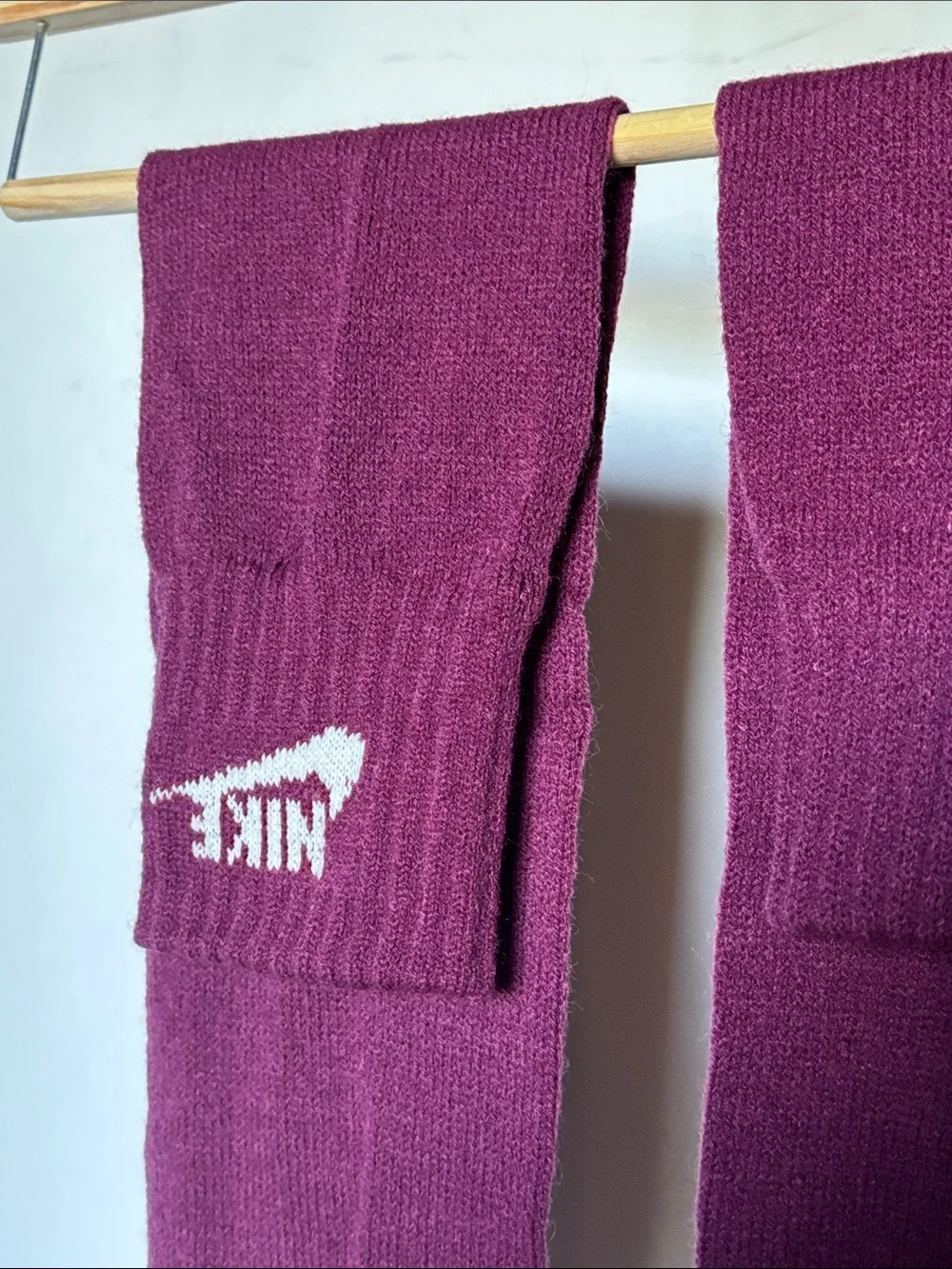 Rare Vintage Nike Block Logo Chunky Ribbed Knit Leg Warmers in Plum
